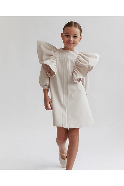 INDRESS STUDIO Κοριτσίστικο φόρεμα σε κρεμ χρώμα