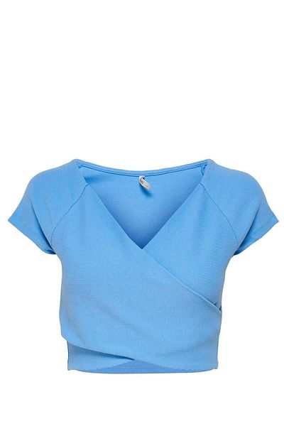 ONLY Γυναικείο μπλε και ροζ κοντό μπλουζάκι Cross Crop - 15230889