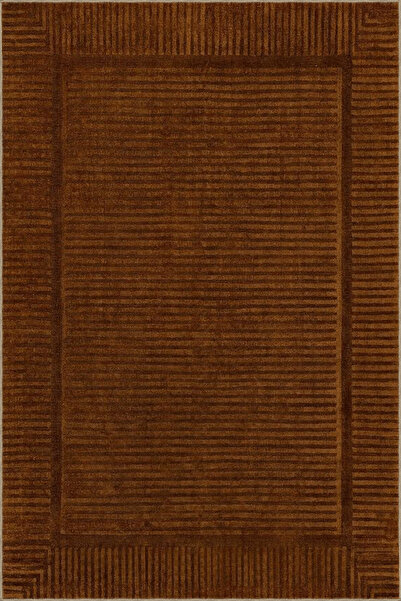 Rugs Modern Halı Kahverengi Temalı Çizgi Şerit Desenli Vintage Dekoratif Halı...