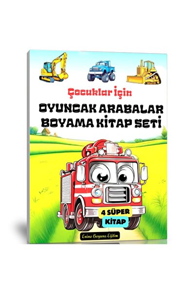 Enine Boyuna Eğitim Toy Cars Coloring Book Set for Kids (4 Books)