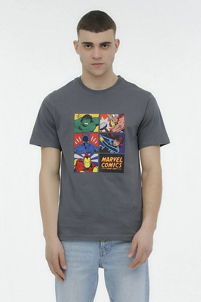 lumberjack Crew Neck Marvel Anthracite Men's 100% Cotton T-shirt 2smarvel3fx