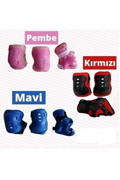 MEDITERIAN 6 Pieces Black Children's Protective Set - Knee Pad, Elbow Pad, Wristband, Skate Scooter, Bicycle Skateboard