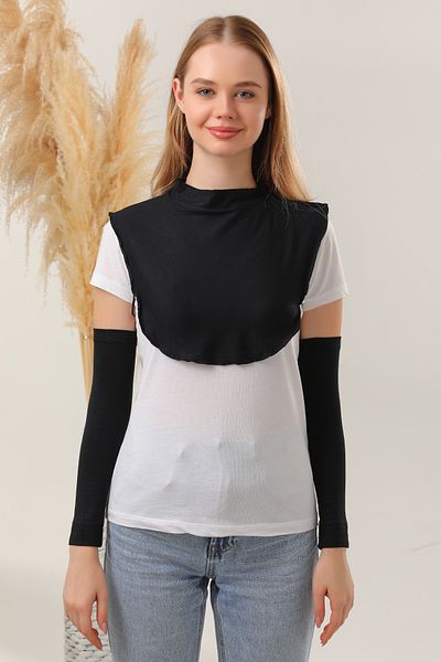 Melodi Scarf Guler pentru gât Hijab de damă, negru