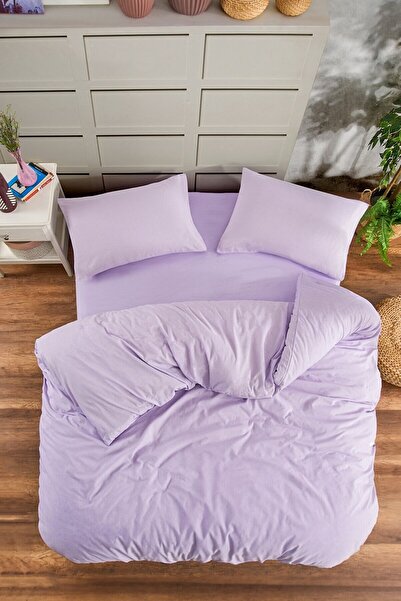 StellaFlavo طقم غطاء لحاف بلون سادة للسرير مكون من 120 قطعة مع ملاءة مطاطية