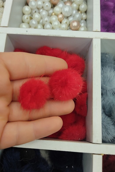 DUAYEN Tüy ponpon ayakkabı oyuncak ve tekstil aksesuarı 10 adet kırmızı renk