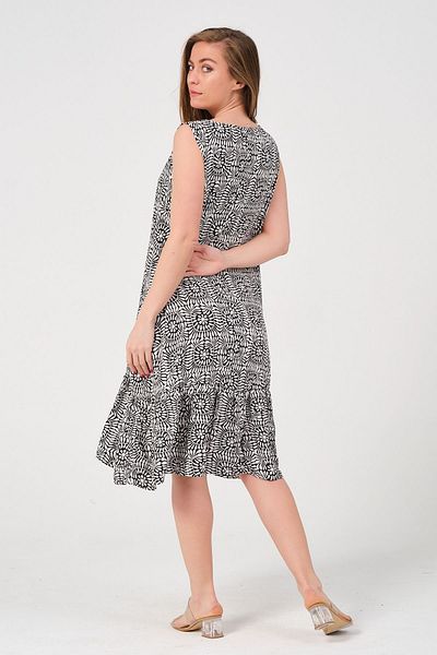 Eceyaman moda WOMEN'S BLACK AND WHITE PATTERNED LARGE SIZE DRESS