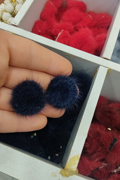 DUAYEN tüy ponpon ayakkabı oyuncak ve tekstil aksesuarı 10 adet lacivert renk