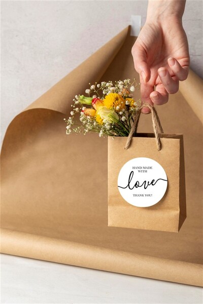 anka design Sticker Coated 4x4 cm 48 Pieces Hand Made With Love