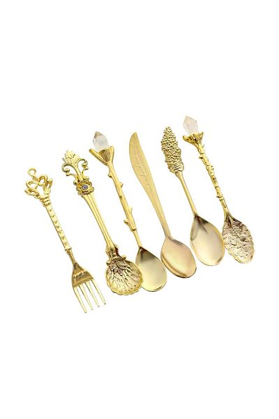 Choice 6pcs/set Vintage Carved Coffee Spoon Teaspoon Retro Zinc Alloy Dessert Coffee Tableware Spoons Cu...