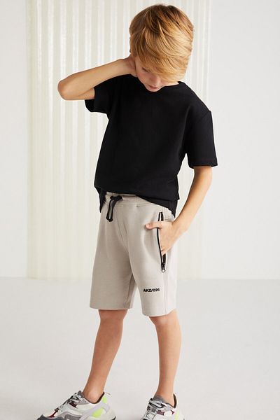 GRIMELANGE JEFFRERY-GRM24011 75% bavlna 25% polyester šortky s potiskem a zipem pro chlapce Grimelange