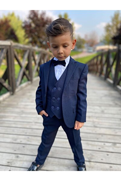 Buse&Eylül Bebe Lacivert Beş Parça Erkek Çocuk Takım Elbise