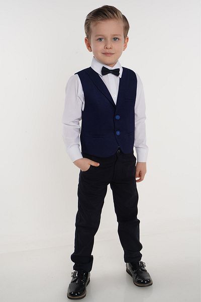Buse&Eylül Bebe Navy Blue Two-Button Boy Tuxedo Suit