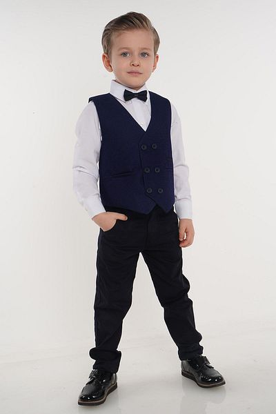 Buse&Eylül Bebe Navy Blue Six-Button Boy Tuxedo Set