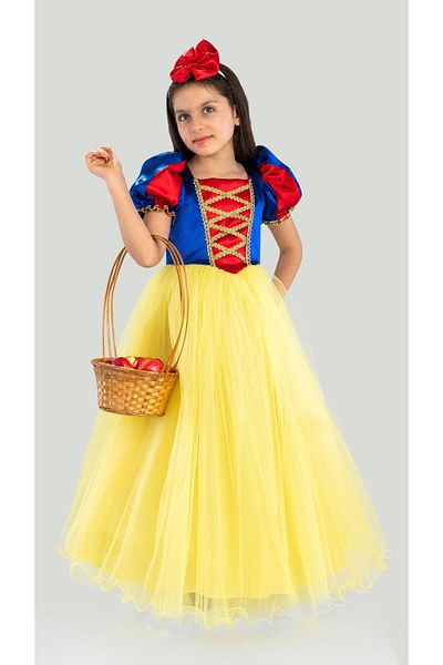 Buse&Eylül Bebe Cotton Princess Girl's Birthday Party Dress Floor-Length with Crown