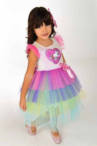 Buse&Eylül Bebe Φόρεμα για πάρτι για κορίτσια με παγιέτα μονόκερου με φούστα Tutu