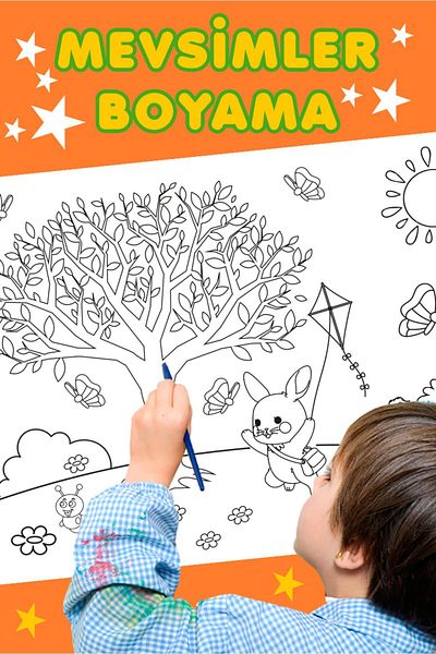Sim Tasarım Seasons Themed Giant Coloring Activity Paper - 2 Meters Educational Toys