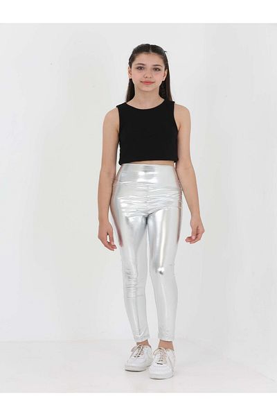 ERDEM KIDS Κοριτσίστικο μεταλλικό ψηλόμεσο γυαλιστερό αστραφτερό αθλητικό κολάν γυμναστικής γιόγκα για τρέξιμο
