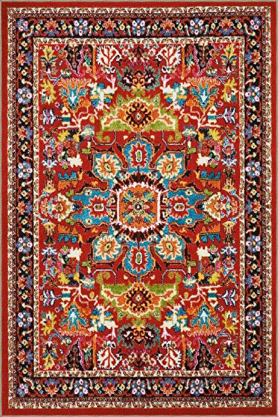 Rugs Modern Halı Covor decorativ vintage cu tematică roșie, multicolor, cu mo...