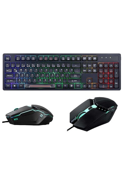 Concord Chocolate Style Işıklı Rgb Gaming Oyuncu Türkçe Klavye Mouse Seti