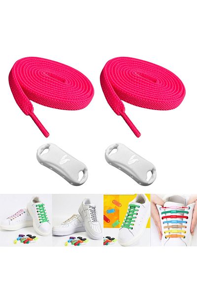 ipekbazaar Takbırak Elastic Shoelaces, Non-Lace Smart Laces 100 cm (Fuchsia)