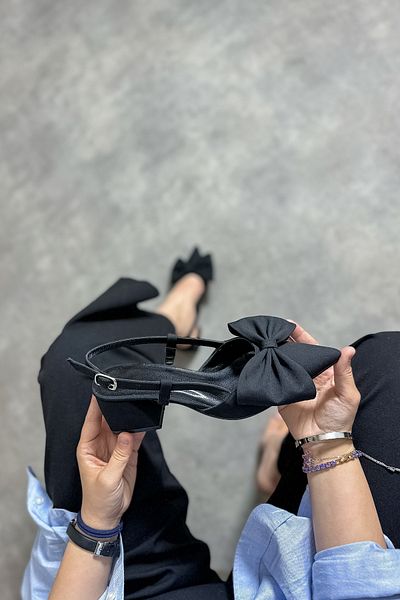 SHOEBELLAS Dámské boty na podpatku Fıu Black Bow