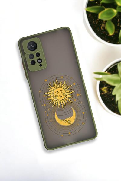 mooodcase Xiaomi Redmi Note 11 Pro Uyumlu Moon and Sun Desenli Buzlu Şeffaf Lüx Telefon Kılıfı