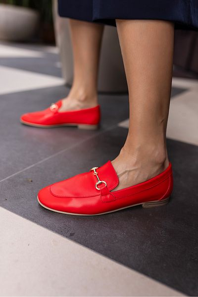 ANGELİNA JONES GEOLA ΓΥΝΑΙΚΕΙΑ ΚΟΚΚΙΝΑ ΓΝΗΣΙΟ ΔΕΡΜΑ LOAFER ΠΑΠΟΥΤΣΙΑ
