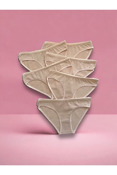 GÜLSER UNDERWEAR Women's Bikini Panties 6-Pack Comfortable Cut 100% Cotton Cream Size L