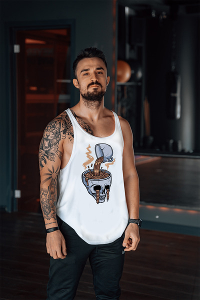 Freeyez Coffie Head Gym Fitness Tank Top Sports Tank Top