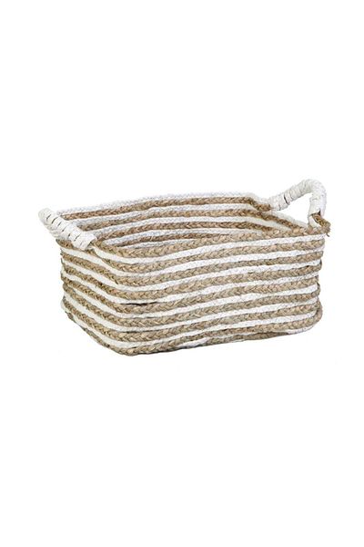 KANCAEV Mendong Flexible Wicker - Ορθογώνιο Λευκό Φυσικό Καλάθι, Μικρό