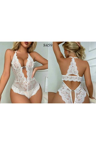 YILDIZ KARDEŞLER UNDERWEAR White Lace Fancy Garter Set with Heart Detail - 8459
