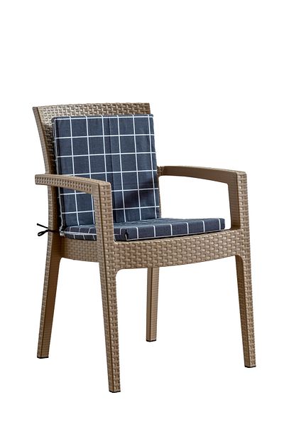 mer-tim ezberbozan ev tekstili Mer-Tim Garden Balcony Living Room Anthracite Λευκό τετράγωνο μοτίβο μαξιλάρι καρέκλας 1 τεμάχιο (με πλάτη)