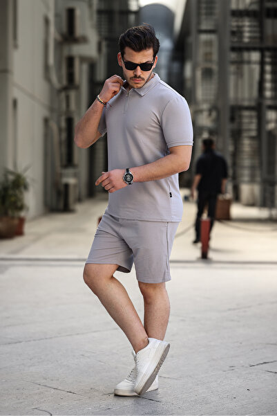 ixir Σετ μπλουζάκι και σορτς σε γκρι πόλο με φερμουάρ