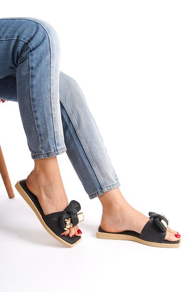 Moda Değirmeni Καπνιστές γυναικείες παντόφλες κορδέλας BG1166-122-0004