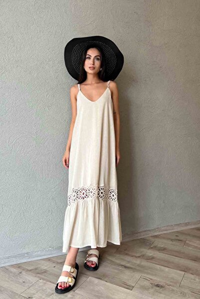 Seda Yalçın Atelier Φυσικό πλεκτό φόρεμα με λουράκια