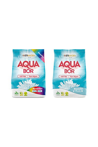 ETİ MADEN Aquabor Toz Çamaşır Deterjanı, % 80 Bor, Beyazlar 6 KG + Renkliler ...