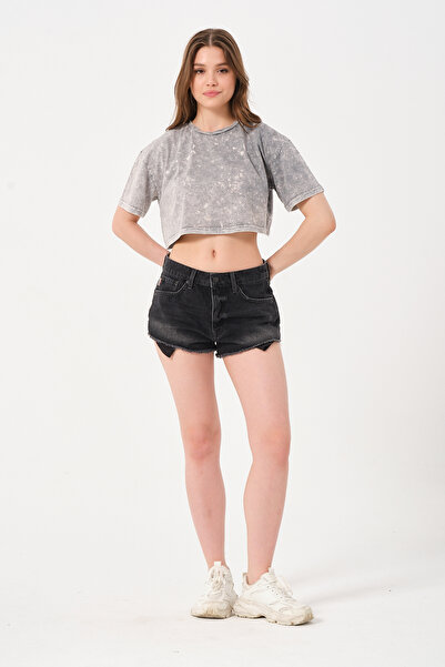 Owut Collection المرأة طاقم الرقبة رمادي مغسول المحاصيل