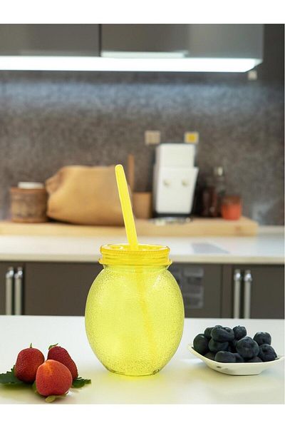 EbruliHomeArt 650 Ml Lemon Straw Soft Drink Cup