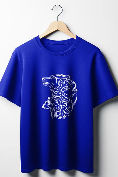 Vordevia Tricou unisex cu decolteu rotund supradimensionat cu imprimeu Wolf