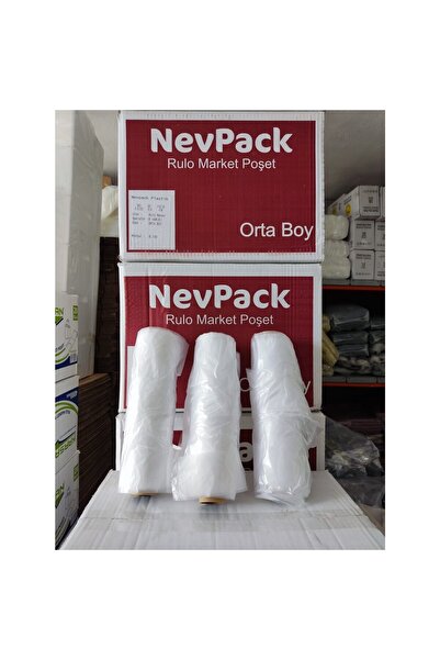 NevPack Plastik Ambalaj 1 Koli (20 Adet) Orta Boy 200’lü Manav Poşeti Hışır Atlet Poşet Rulo Mat Poşet 25x46 CM