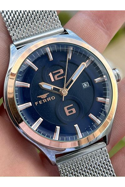 FERRO 30 METER Waterproof Men's Wristwatch with Wicker Cord Calendar