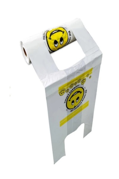 NevPack Plastik Ambalaj 1 Koli (10 Adet Rulo) Büyük Boy Gülenyüz Baskılı Manav Poşeti Hışır Atlet Poşet Rulo Poşet 28x55 CM