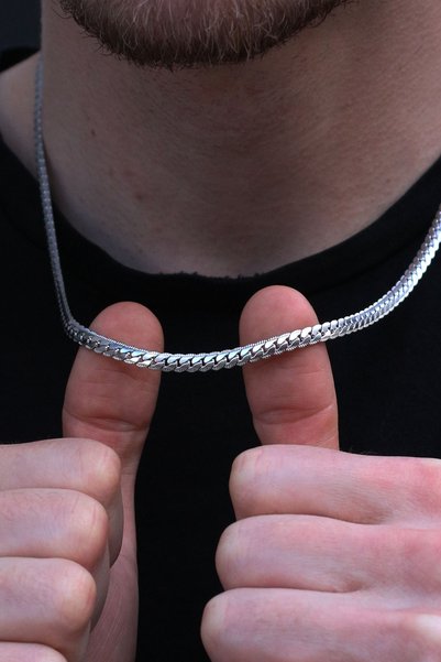 Dukkanka Urban Snake Non-Tarnish Silver Color 100% Stainless Men's Chain Steel Necklace