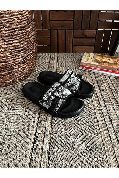 Behtah Kundura Men's Velcro Adjustable Mesh Garden Beach Pool Daily Slippers