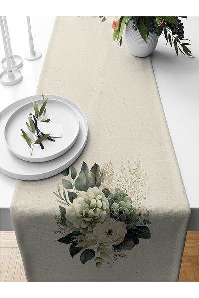 Bertille Home Flower Series 140x40 Cm Digital Printed Runner