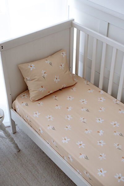 NOU Nergis Bahçesi Organic Single Fitted Sheet Set - Spiring Daffodil