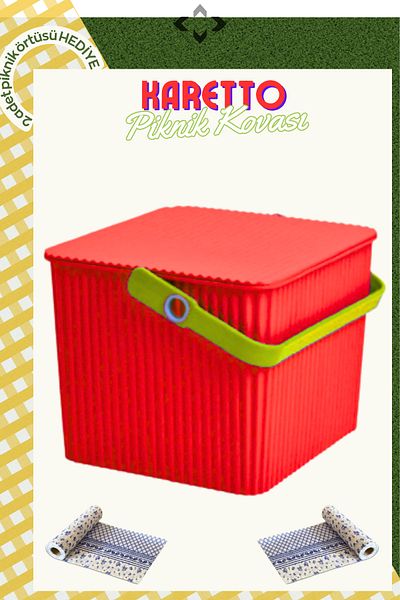 LİGROUND Karetto Rainbow Picnic Basket 2 Pieces Use - Horse Paper Picnic Cloth Picnic Bag