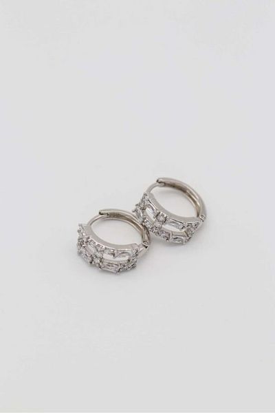 zlyaccessories VIP Steel Earrings Non Tarnish Hoop Modern Earrings with Zirconia 20mm