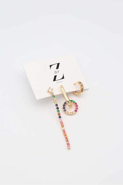 zlyaccessories VIP Çelik Küpe Kararmaz 3lü Set Renkli