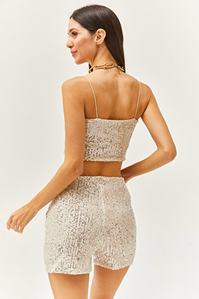 Thil Kadın Payet İşleme Kapaklı Şort Etek 2428-THL